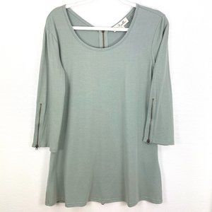 SIMPLY NOELLE tunic top zippered back & sleeves- SZ S/M (8-10)